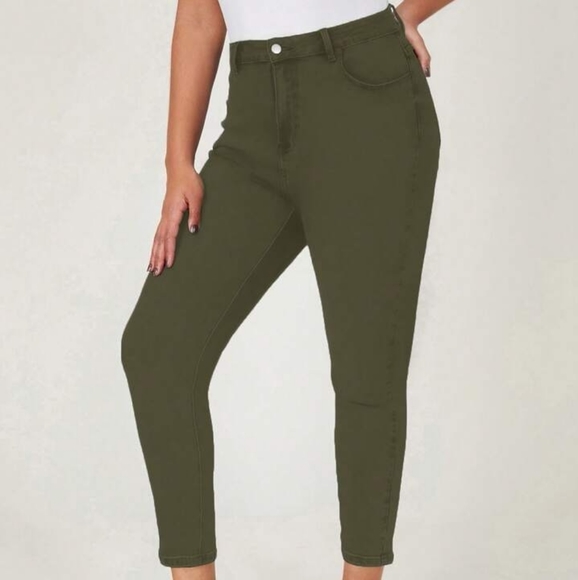 New Green High Waisted Skinny Jeans - Picture 3 of 12